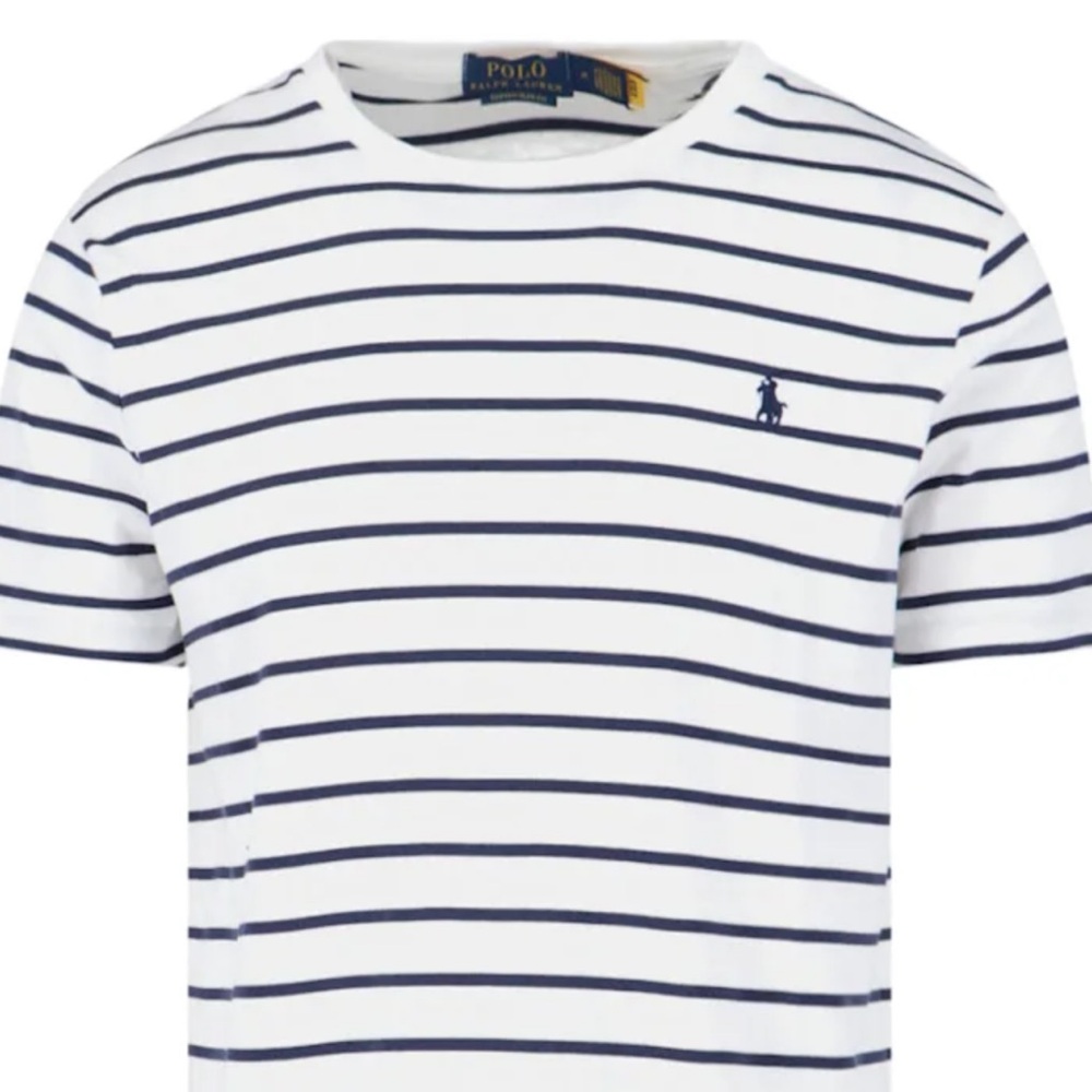 Polo by Ralph Lauren White Tee with Navy Stripes